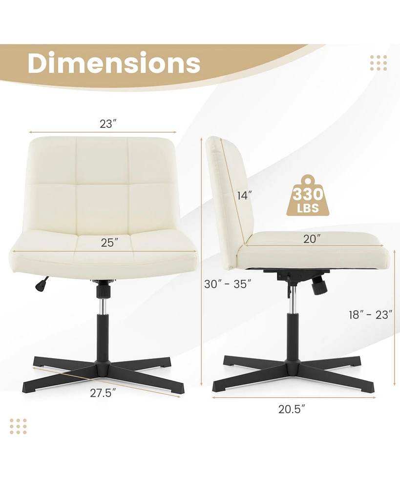 Upholstered Cross-Legged Office Chair with Oversized U-Shaped Seat Comfortable and Stylish Desk Chair