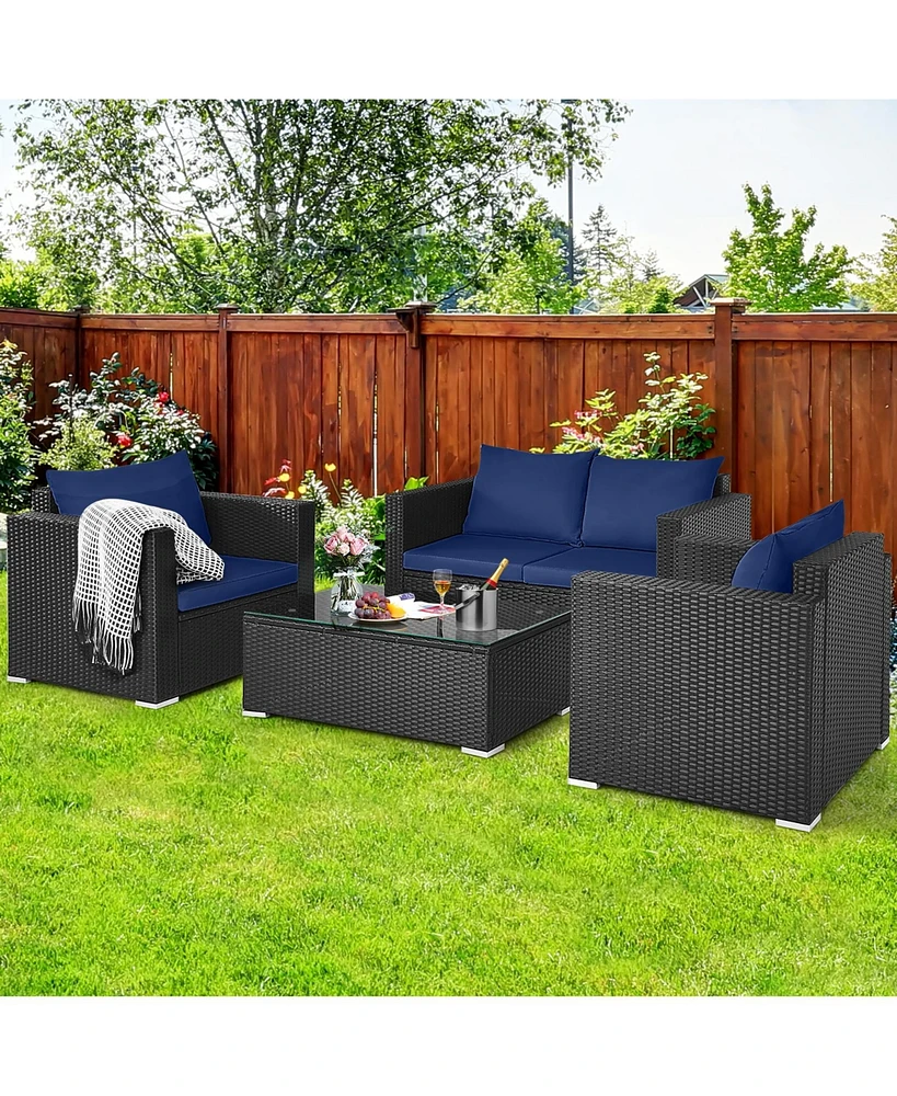 4-Piece Patio Conversation Set with Padded Cushions Comfortable and Stylish Outdoor Seating for Relaxation