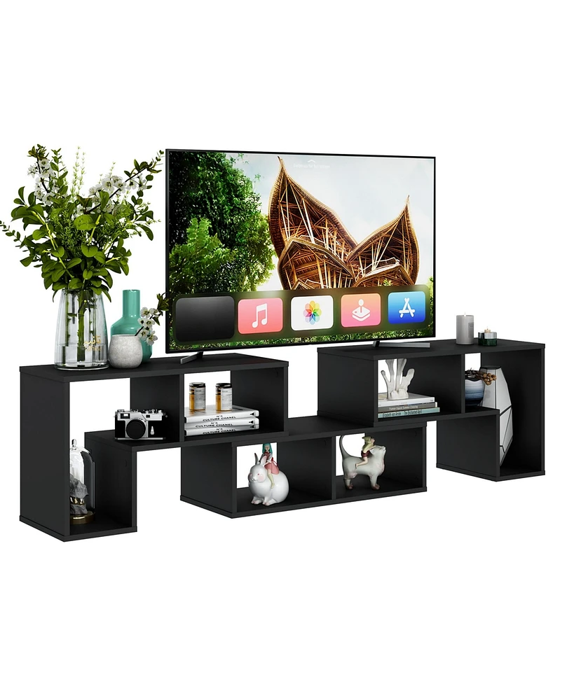 3 Pieces Tv Console Stand Modern Entertainment Center Storage Bookcase