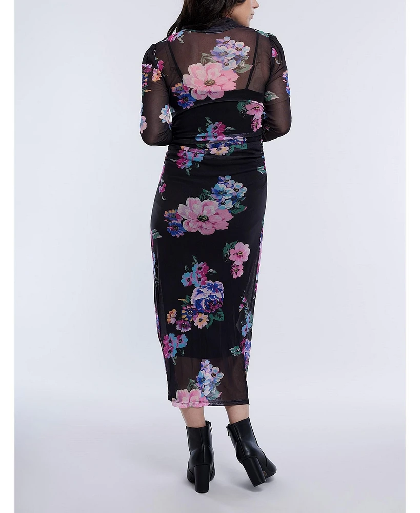 Motherhood Maternity Mesh Turtleneck Maxi Dress