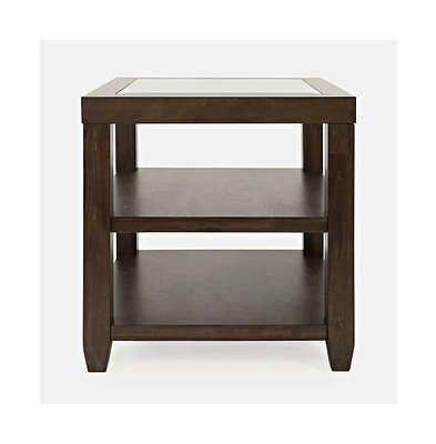 Urban Icon Contemporary Glass Inlay End Table with Storage, Merlot