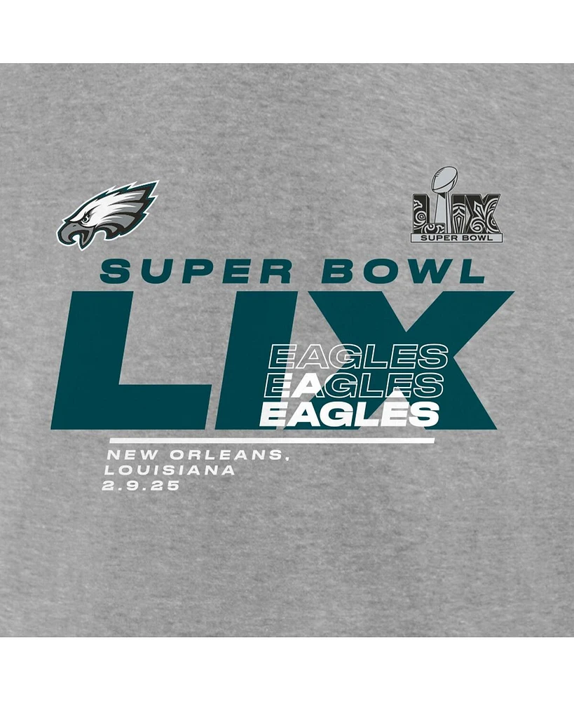 Fanatics Men's Heather Gray Philadelphia Eagles Super Bowl Lix Big Tall Quick Pass Long Sleeve T-Shirt