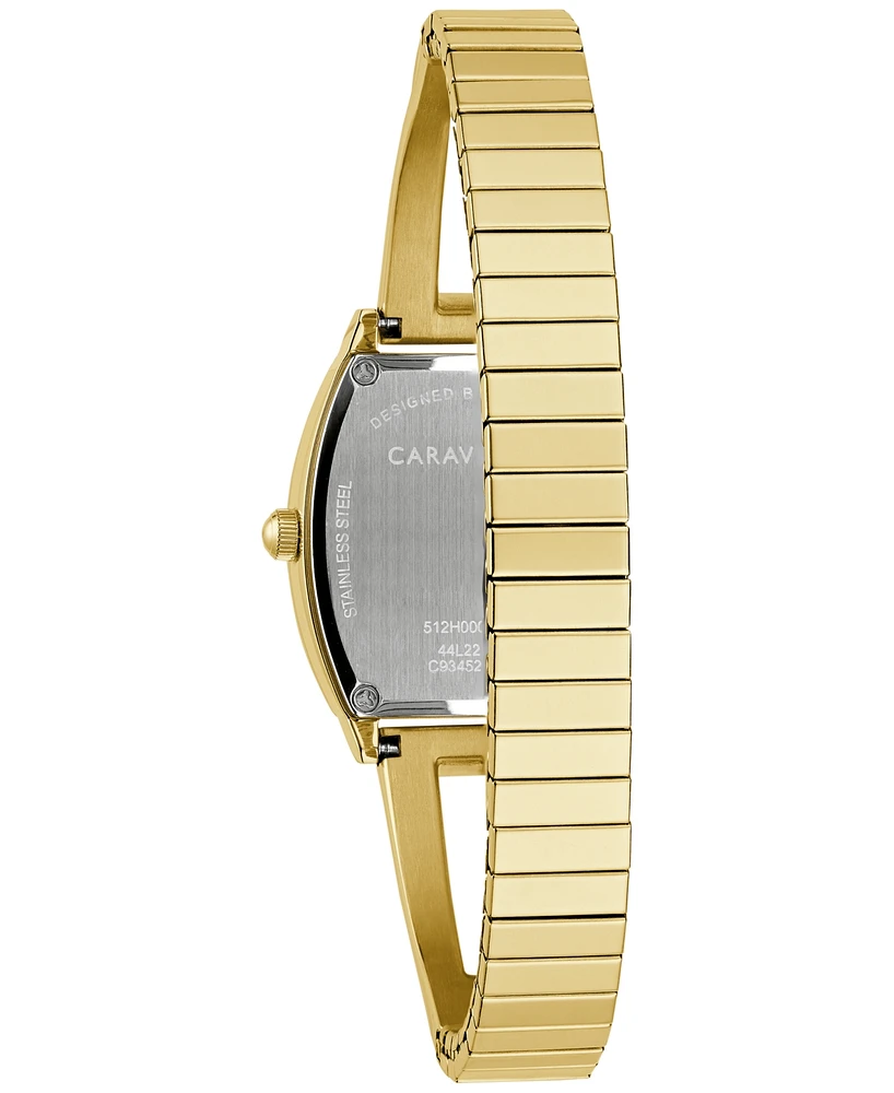 Caravelle Women's Crystal Accent Gold-Tone Stainless Steel Expansion Bracelet Watch 22mm