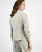 Kasper Women's Open-Front Linen Blend 3/4-Sleeve Jacket, Regular & Petite