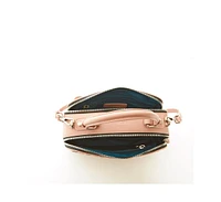 Susu Woven Leather Crossbody Bag Pink Purse Women's Handbag with Top Handle and Adjustable Strap
