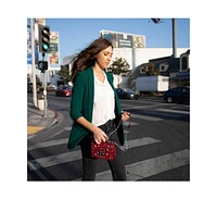 Susu Burgundy Studded Leather Crossbody Bag Small Designer Purse with Top Handle and Embellishments for Women