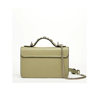 Susu Women s Sage Green Studded Crossbody Bag Designer Shoulder Purse with Chain Strap and Top Handle, Statement Handbag with Embellished for Day to N