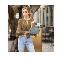 Susu Woven Leather Crossbody Bag Blue Purse Women's Handbag with Top Handle and Adjustable Strap