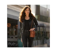 Susu Chocolate Brown Leather Bucket Bag Small Crossbody Purse Women's Handbag