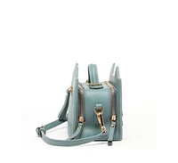 Susu Leather Cat Purse Crossbody Bag Mineral Blue Handbag for Women with Top Handle and Adjustable Strap
