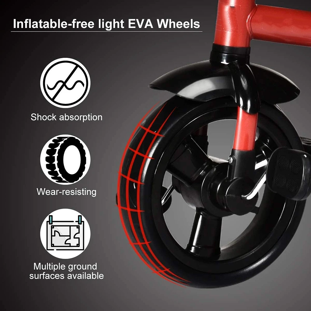 4-in-1 Kids Tricycle with Adjustable Push Handle