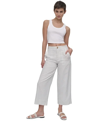 Dkny Jeans Women's Cropped Wide-Leg Linen Pants