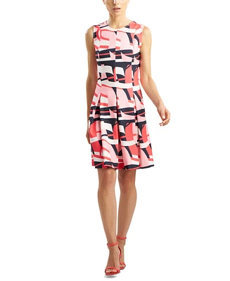 Natori Women's Printed Sleeveless Pleated A-Line Dress
