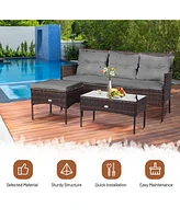 Slickblue Modular 3-Piece Patio Sectional Sofa Set with Thick Cushions – Ideal for Backyard or Porch Lounging
