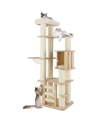 Multi-Level Cat Tree with Cozy Condo, Perch, and Clear Capsule Bed