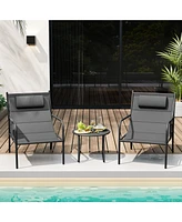 3-Piece Outdoor Bistro Set Patio Chairs and Coffee Table for Balcony, Garden, or Deck