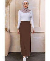 Urban Modesty Women's Brown Satin Skirt