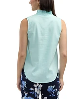 Ellen Tracy Women's Sleeveless Ruffle Neckline Top