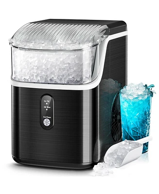 Kismile Nugget Ice Makers Ice Maker Machine with Ice, 35lbs/Day,One-Click Operation,Self-Cleaning Countertop Ice Machine,Stainless Steels Upgrade