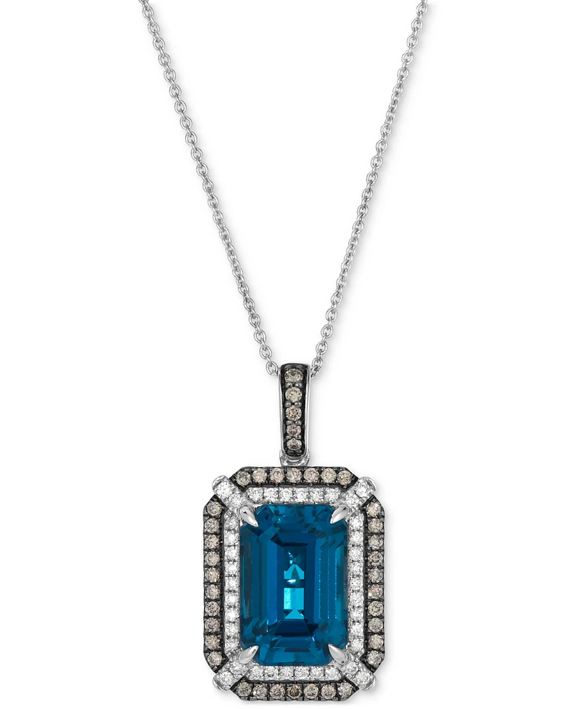 Le Vian Deep Sea Blue Topaz (3-9/10 ct. t.w.), Chocolate Diamond (1/4 t.w.) & Nude (1/5 Pendant 20" Necklace 14k Strawberry G