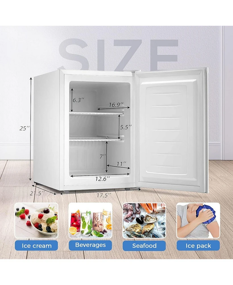 Kismile Upright Freezer,2.1 Cu.ft Mini Freezer with Reversible Single Door,Removable Shelves,Small Freezer with Adjustable Thermostat for Home/Kitchen