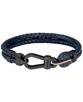 Hugo Boss Men's Ares Prime Blue Leather Bracelet