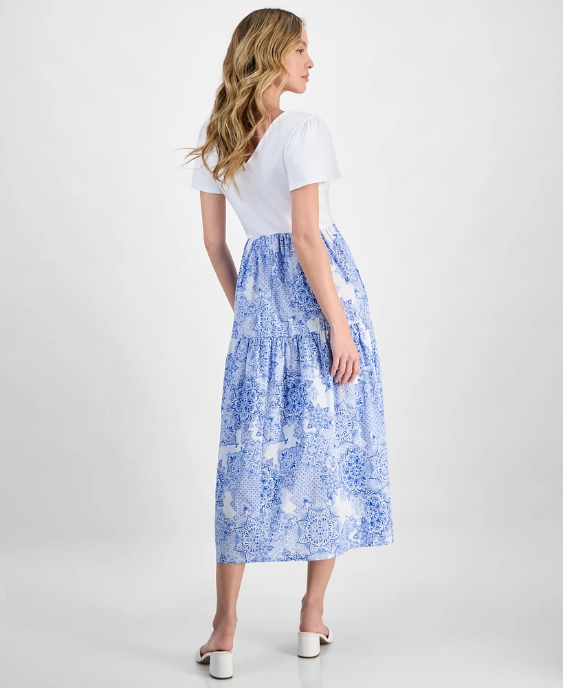 Nautica Jeans Women's Mixed Media Midi Dress