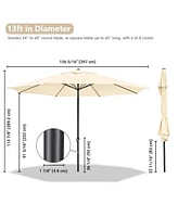 Yescom Xl 13Ft Aluminum Patio Umbrella 8 Rib Heavy Duty Table Parasol Crank Outdoor Garden Deck Beach Furniture