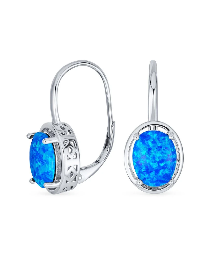 Bling Jewelry White Blue Purple Created Opal Dangle Stone Earrings Sterling Silver