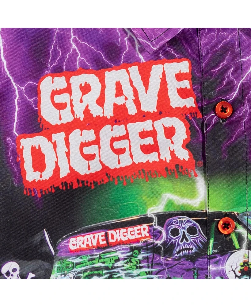 Monster Jam Toddler Boys Grave Digger Hawaiian Button Down Dress Shirt
