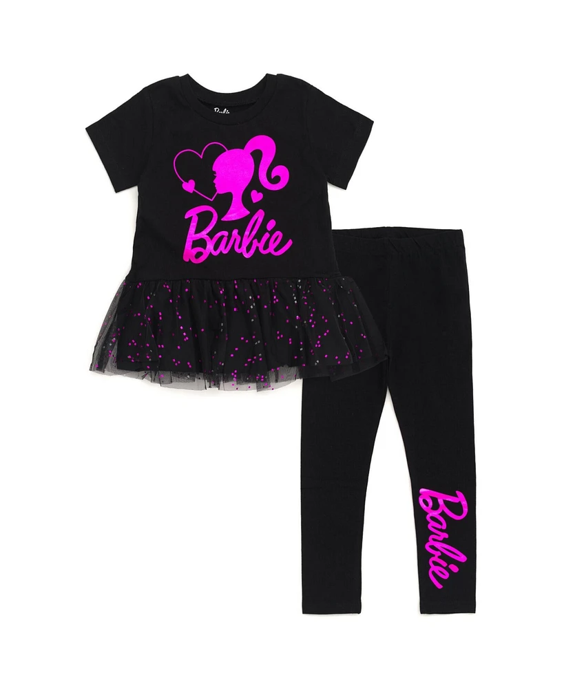 Barbie Toddler Girls Metallic Print Peplum T-Shirt and Pants