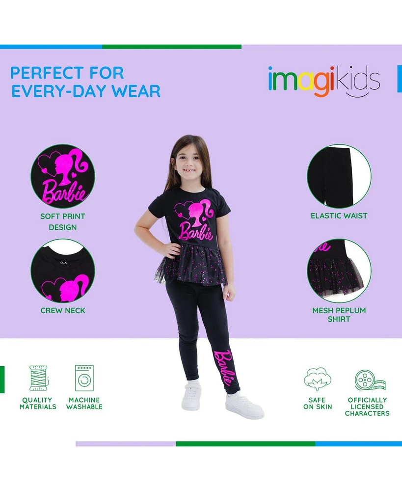 Barbie Toddler Girls Metallic Print Peplum T-Shirt and Pants