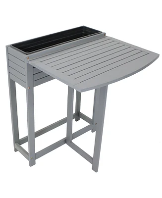 Acacia Wood Folding Table with Planter Box - 30.5" H