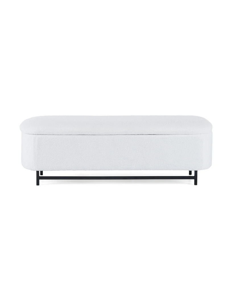 Elegant Ottoman with Spacious Storage Function, White