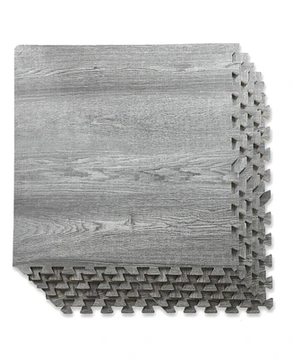 100 SqFt 3/8" Natural Gray Wood Grain Foam Mat Interlocking Mat Tiles 25pcs