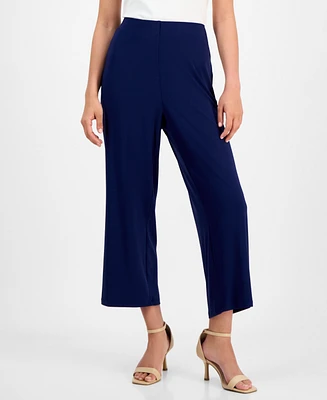 Ak Anne Klein Petite Mid-Rise Cropped Wide-Leg Pants