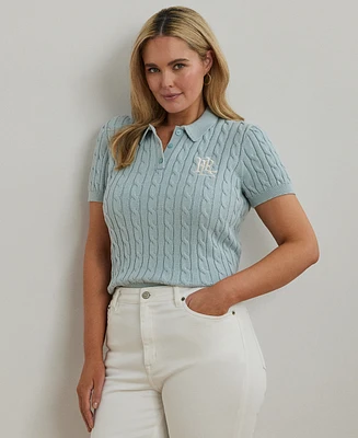 Lauren Ralph Plus Cable-Knit Polo Shirt
