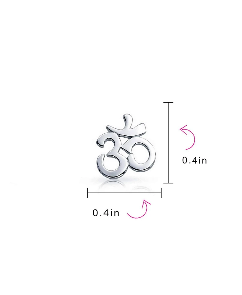 Bling Jewelry Buddhist Zen Ohm Symbol Stud Earrings in Rose Gold Sterling Silver