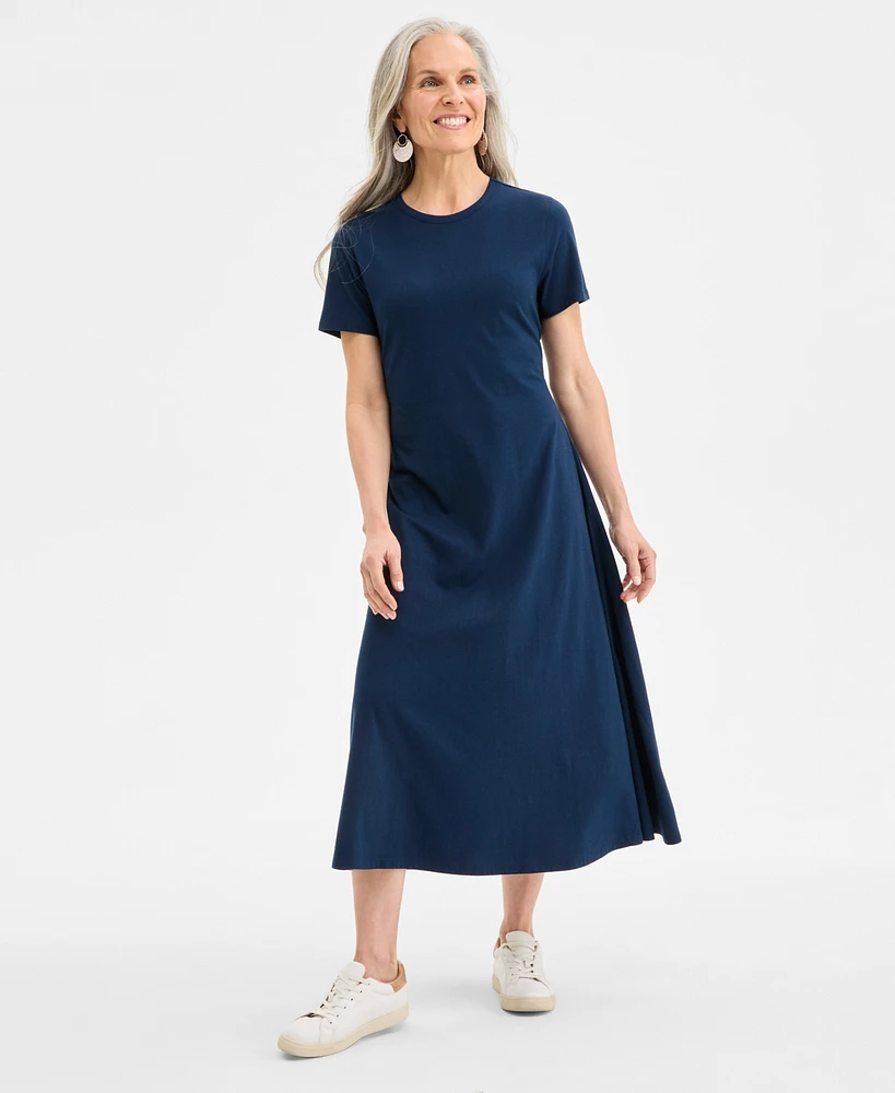 Style & Co Women's Printed Short-Sleeve Knit Midi Dress, Exclusively at Macy's