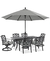 Wythburn Outdoor Dining 7pc Set (72"x 38" Table & 4 Scroll Chairs 2 Swivel Chairs), Created for Macy's