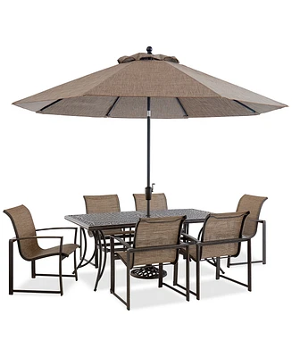 Wythburn Outdoor Dining 7pc Set (72"x38" Table & 6 Sleek Sling Chairs), Created for Macy's