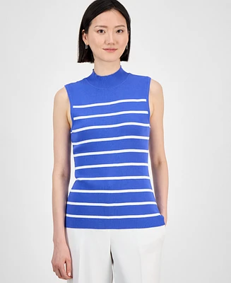 Tahari Asl Women's Striped Mock Neck Knit Top