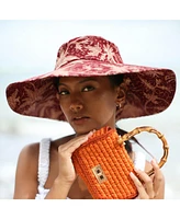 Brunna.co Kusuma Chinoiserie Batik Hat In Maroon Red
