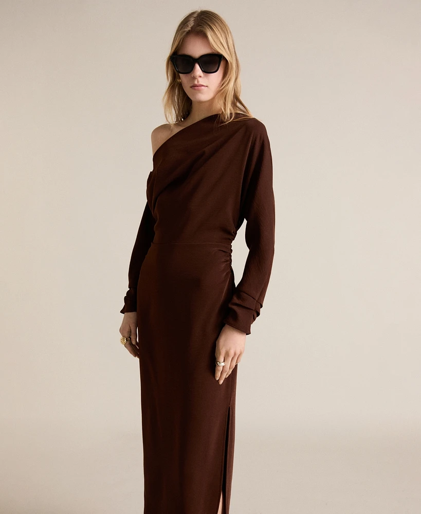Mango Women's Gathered Details Asymmetrical Dress