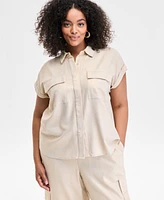I.n.c. International Concepts Plus Size Hidden-Placket Pocket Shirt, Exclusively at Macy's