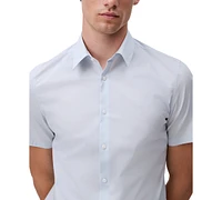 Calvin Klein Men's Slim Fit Short Sleeve Solid Stretch Button-Front Shirt