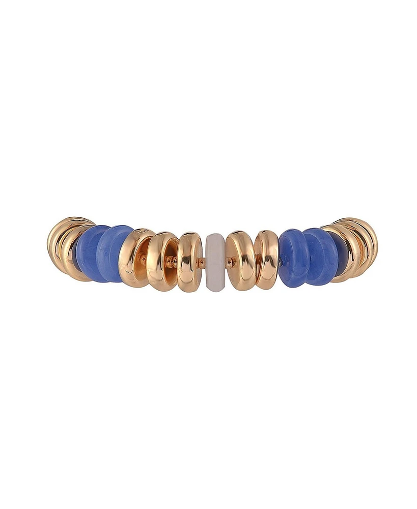 Laundry by Shelli Segal Gold Tone and Multi Color Disc 2pc Stretch Bracelet Set