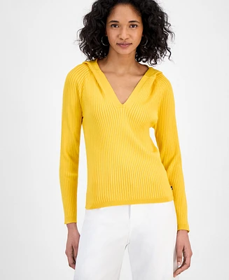 Nautica Jeans Women's Ribbed Hoodie Sweater