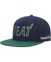 Men's Mitchell & Ness Navy, Green Miami Heat 15th Anniversary Hardwood Classics Grassland Fitted Hat