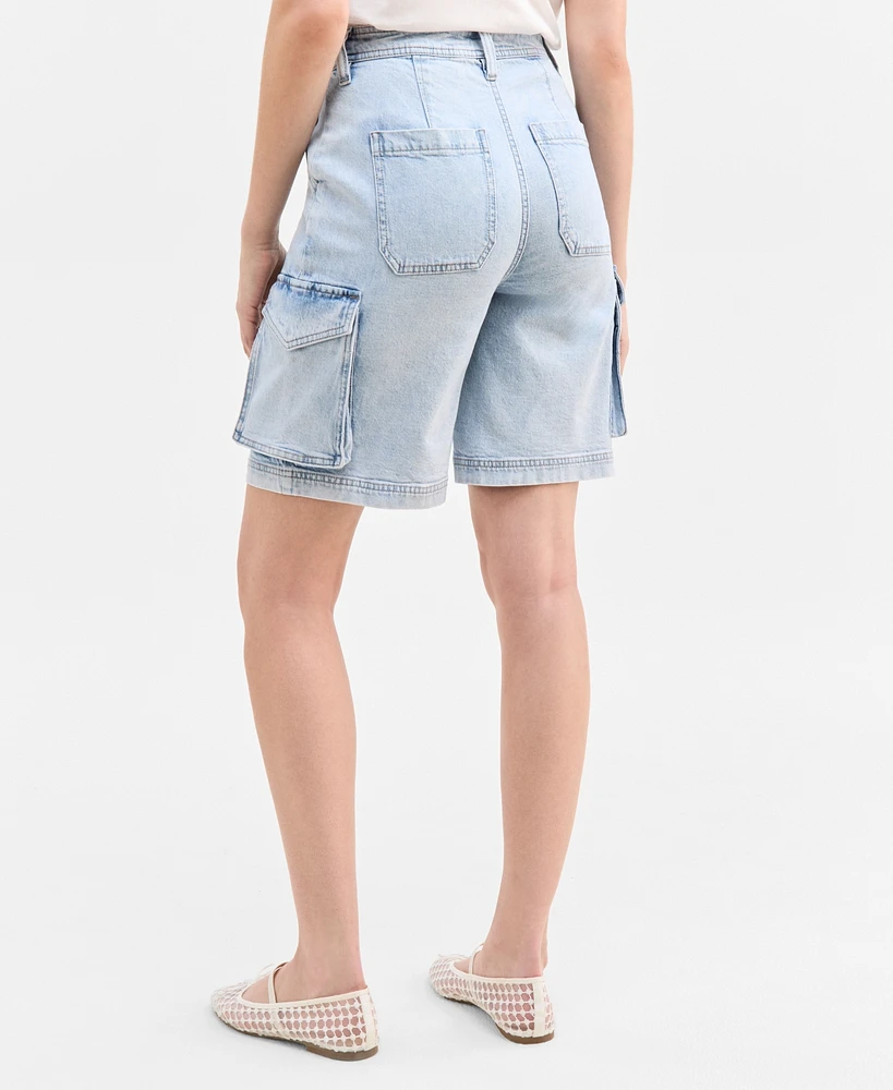 On 34th Women's High Rise Cargo Bermuda Jean Shorts, Exclusively at Macy's